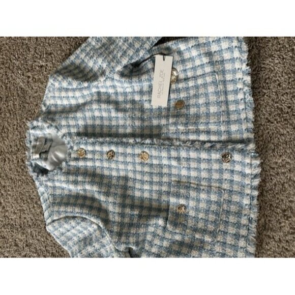 Richarl Zoe Women's Fringe-Trim Tweed Blazer gold button detail Size Large - Picture 4 of 12